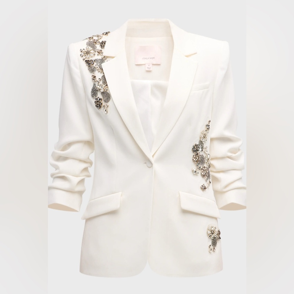 Cinq à Sept White Embellished Blazer